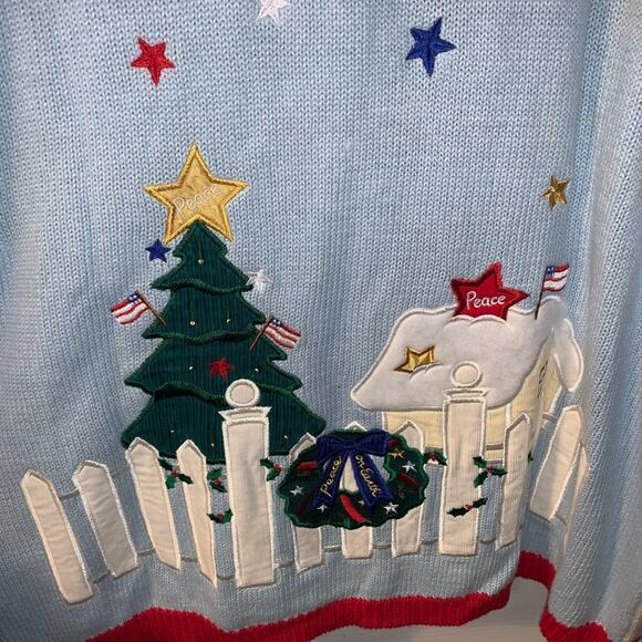 Vintage Quacker Factory Patriotic Christmas Sweater Cardigan Plus Size 1X Angel - Picture 5 of 11
